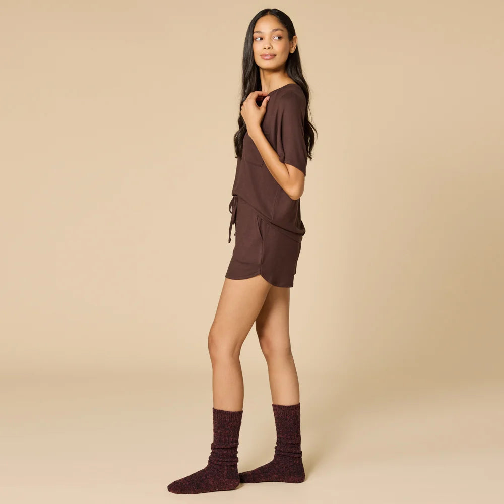 Dream Slouchy Tee & Shorts Set - Espresso