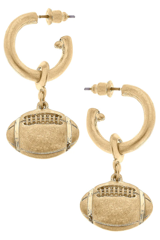Football Drop Hoop Earings