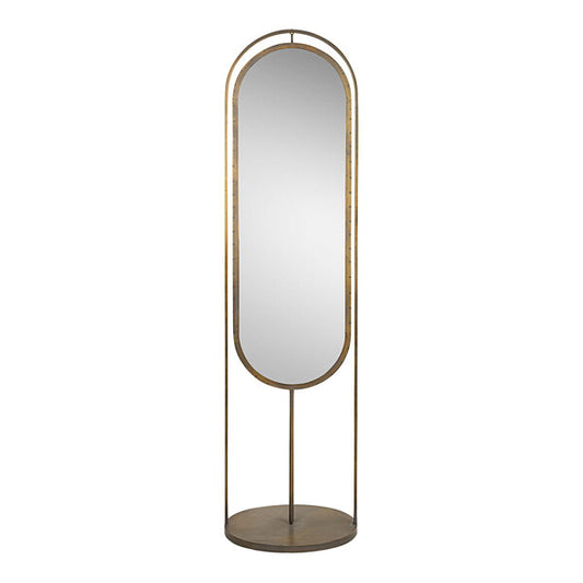 Tall Oval Floor Mirror with Basket