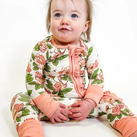 Magnolias Long Sleeve Zip Pajamas