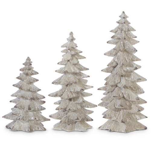 9.5" White Glittered Trees