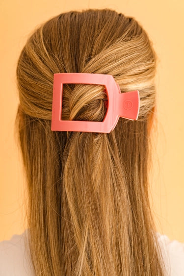 Calming Coral Large Flat Square Hair Clip