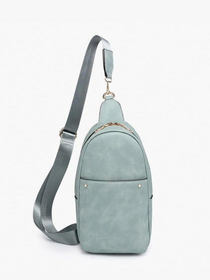 Pamela Double Zip Sling Bag in Teal