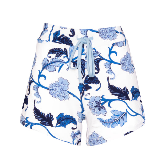 Blue Acanthus Leaf Pajama Shorts