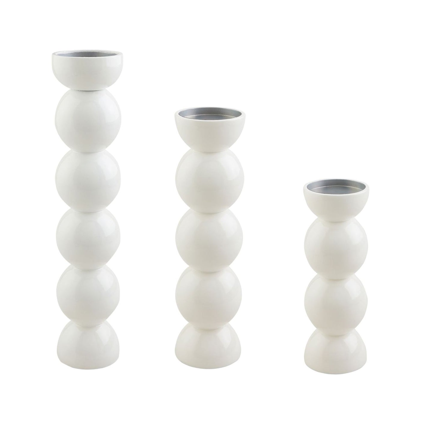 Medium White Lacquer Candlestick