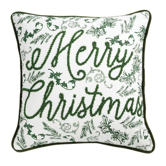 Merry Green Toile Pillow