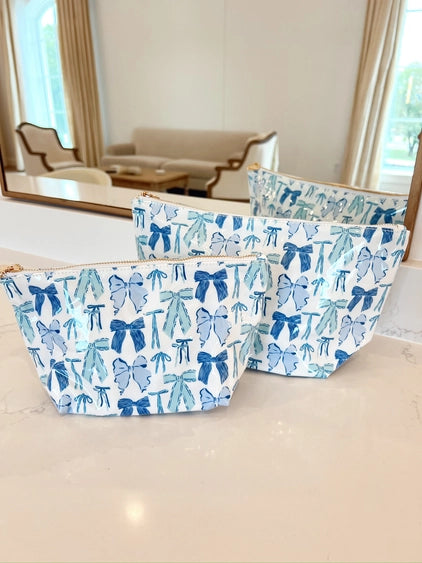 Clear Coat Toiletry Bags - Blue Bow