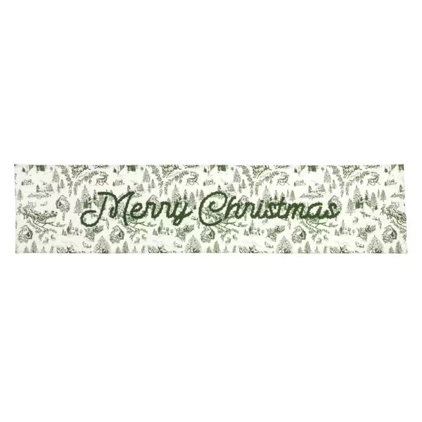 Green Christmas Toile Table Runner
