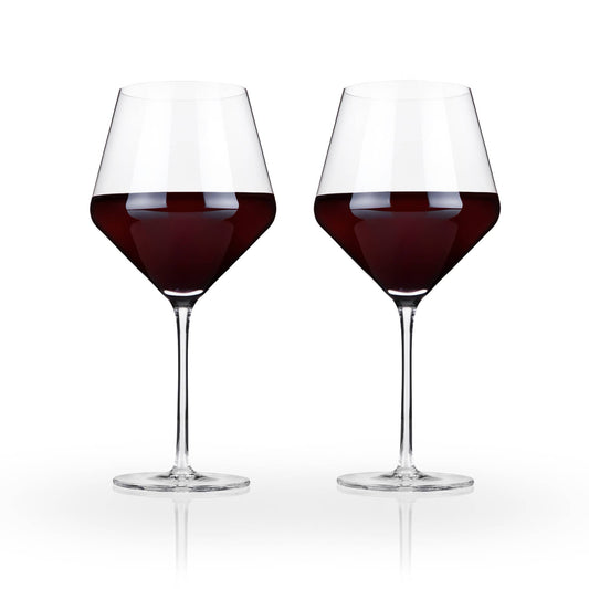 Raye™ Angled Crystal Burgundy Glasses Set of 2