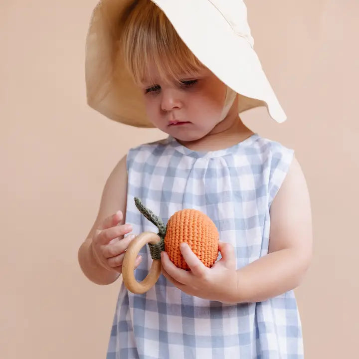 Orange Fruit Cotton Crochet Rattle