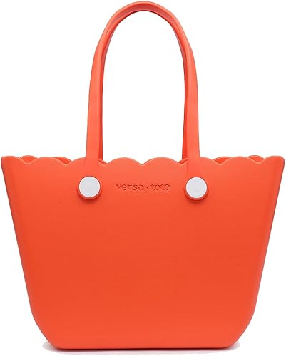 Rose Scalloped Versa Tote w/ Interchangable Straps- Tangerine