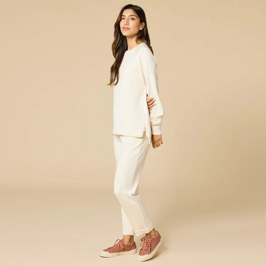 Dream Tech Crew Tunic with Side Zip & Long Pant Almond