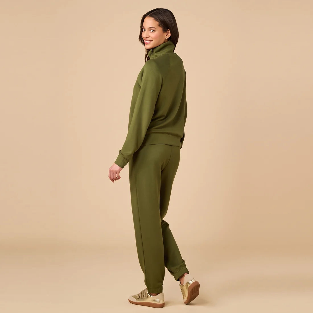 DreamTech Zip Mock Neck with Ankle Pant- Olive