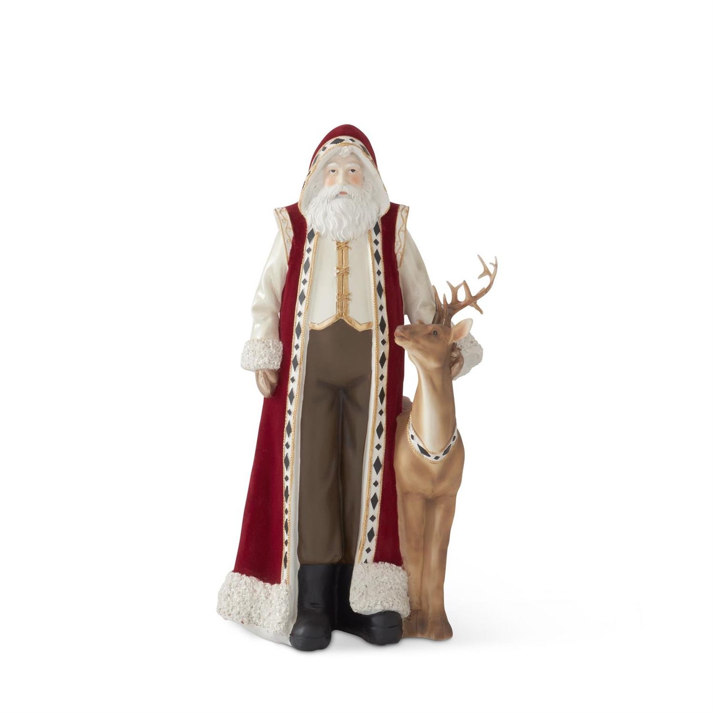 15 Inch Santa-Burgundy Cape & Brown Deer