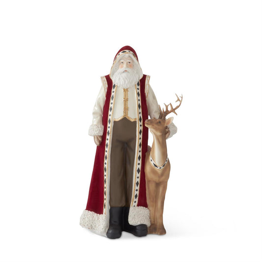 15 Inch Santa-Burgundy Cape & Brown Deer