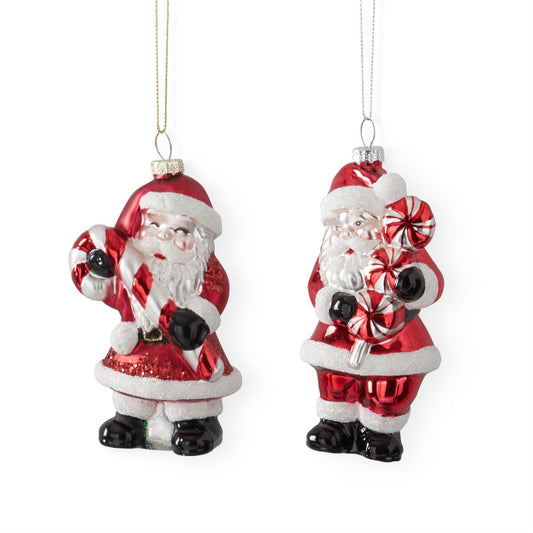 Assorted 5 Inch Vintage Glass Santa with Candy Ornaments