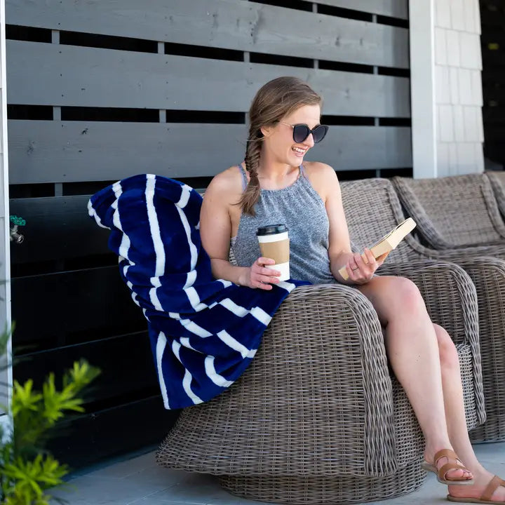 Navy Striped Blanket