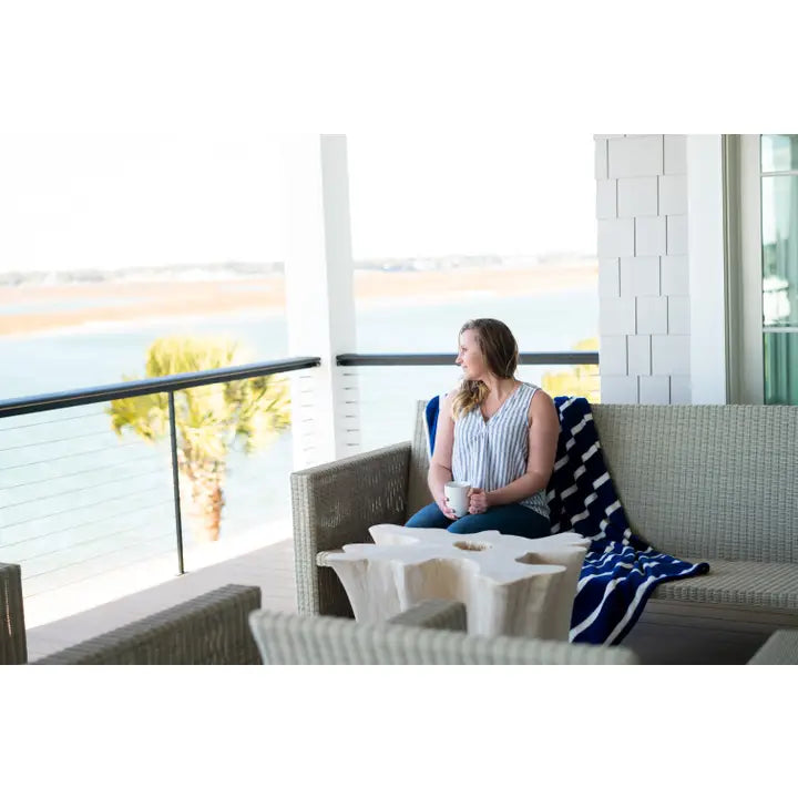 Navy Striped Blanket