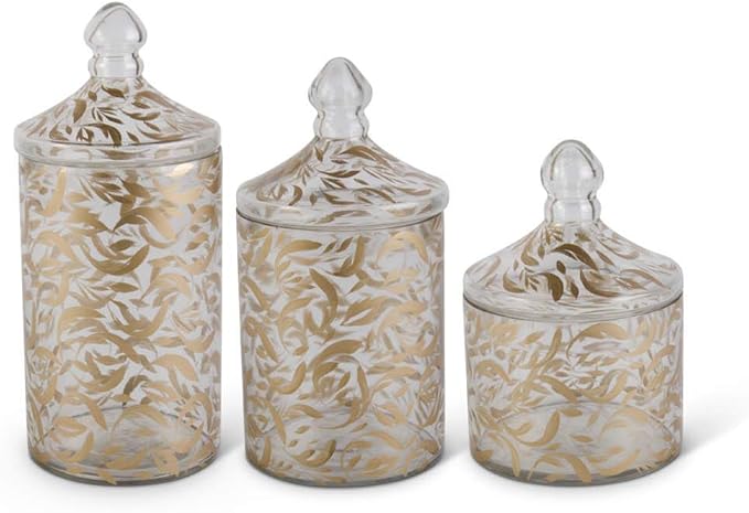 Gold Leaf Pattern Containers w/Lids