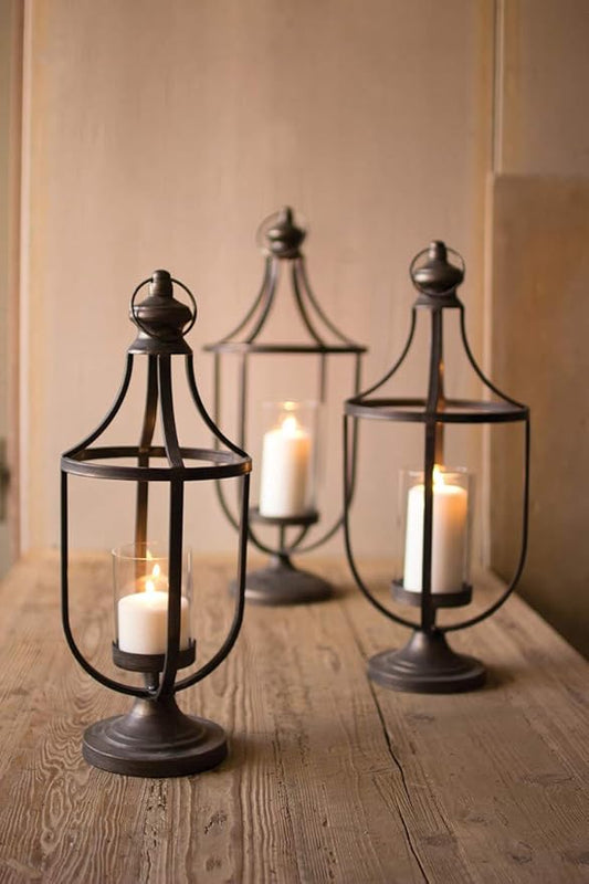 Metal Lanterns with Glass Inserts
