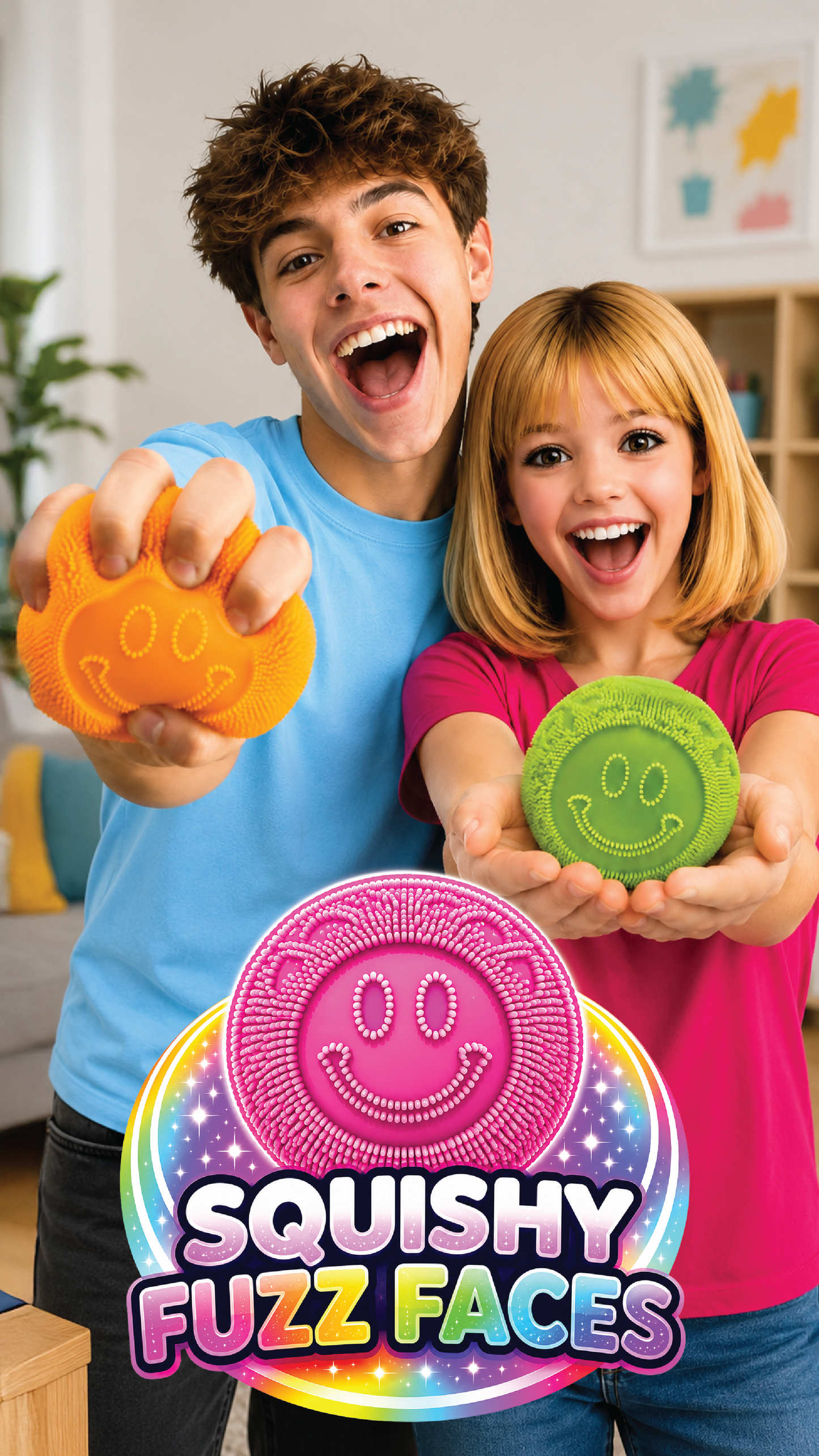 Fun Doh Fuzzy Face Squishy Sensory Toy Variety - 12/Display