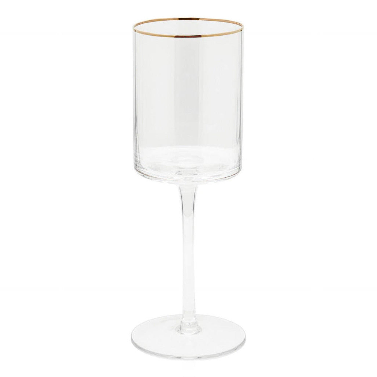 Optic Red Wine Clear Glass W/Gold Rim