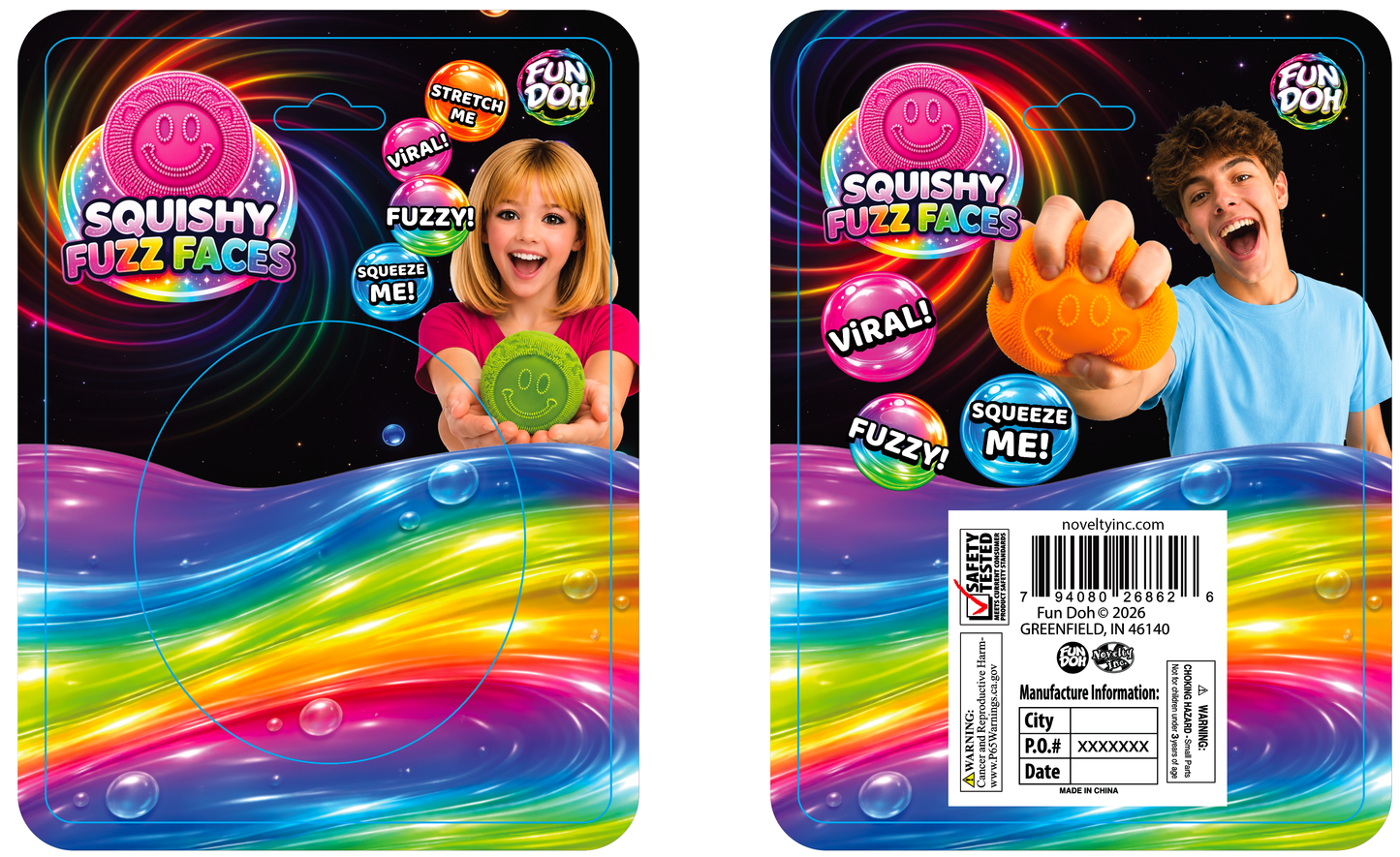 Fun Doh Fuzzy Face Squishy Sensory Toy Variety - 12/Display