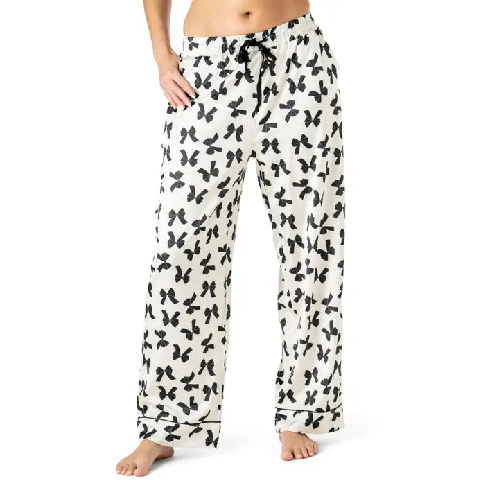 Hello Mello Bow So Lovely Satin Pajama Pants
