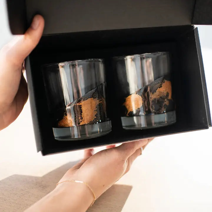 Resin Coated Old Fashioned Whisky Glasses