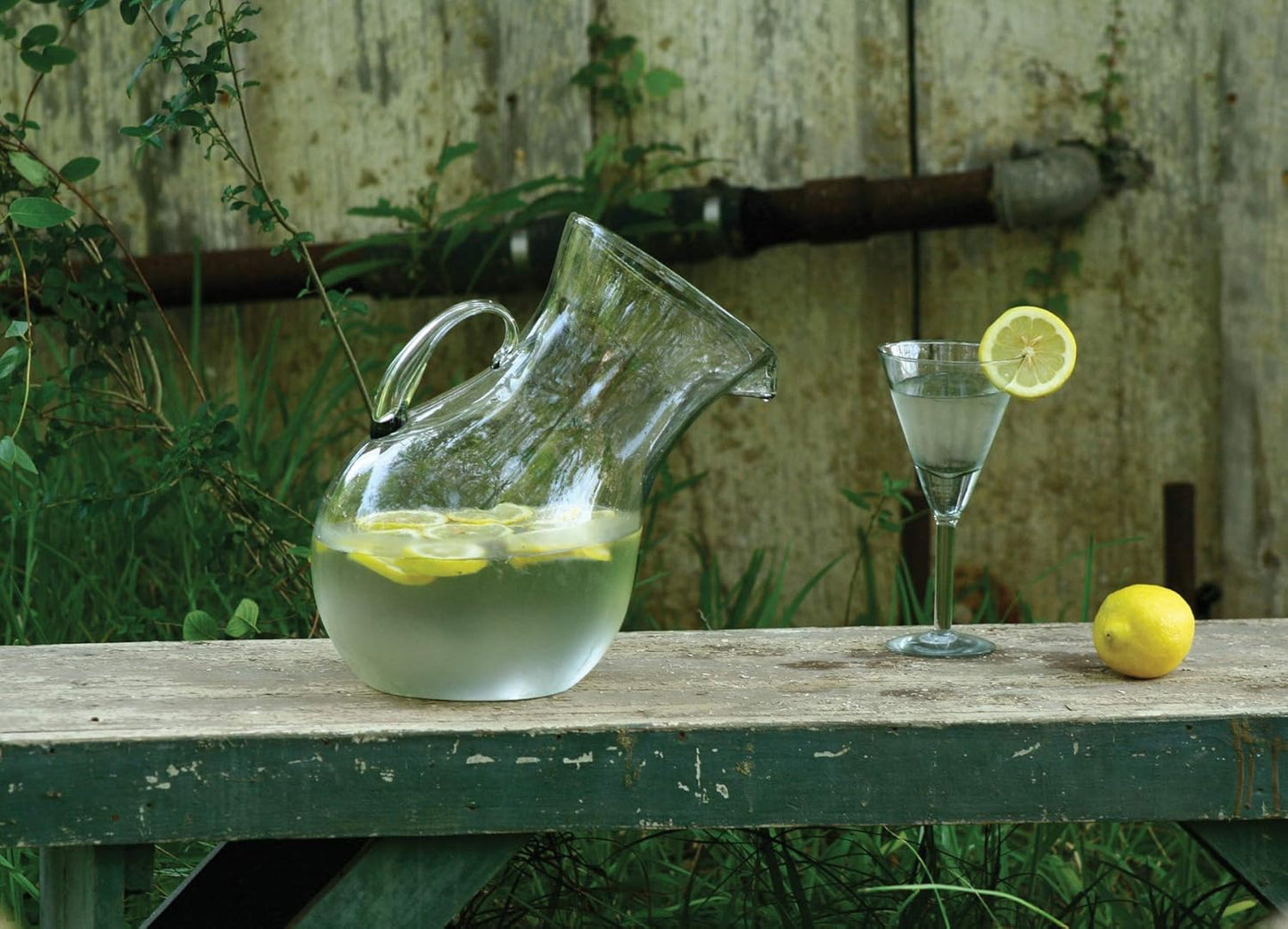 Large Glass Tilted Pitcher