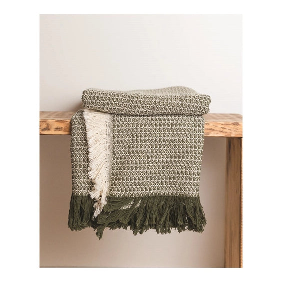 Zig Zag Green Throw Blanket