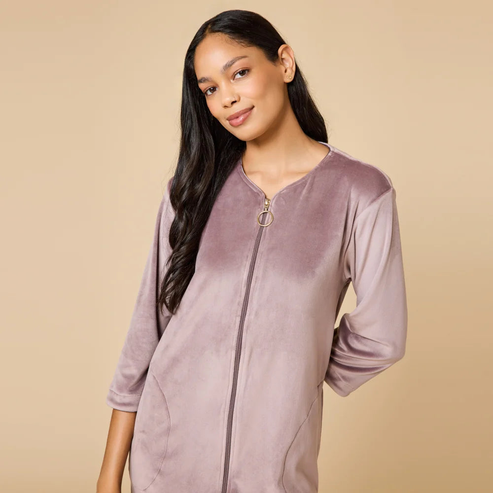 Serenity 42" 3/4 Sleeve Zip Robe Coco