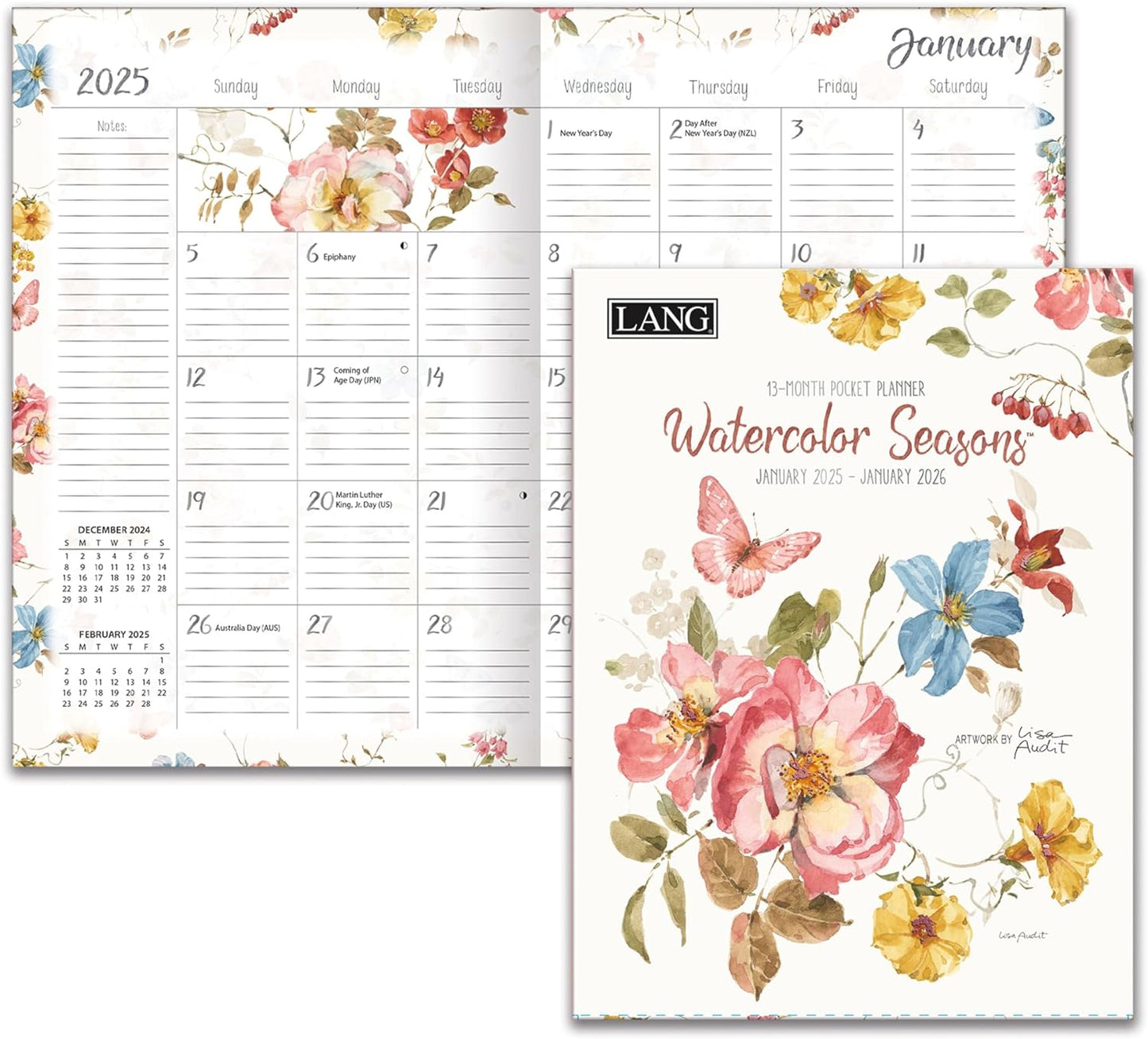Watercolor Seasons 2025 Pocket Calendar