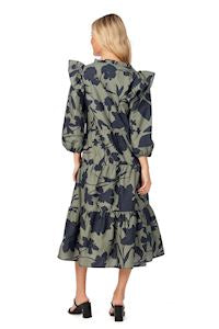 Olive Floral Priscilla Midi Dress