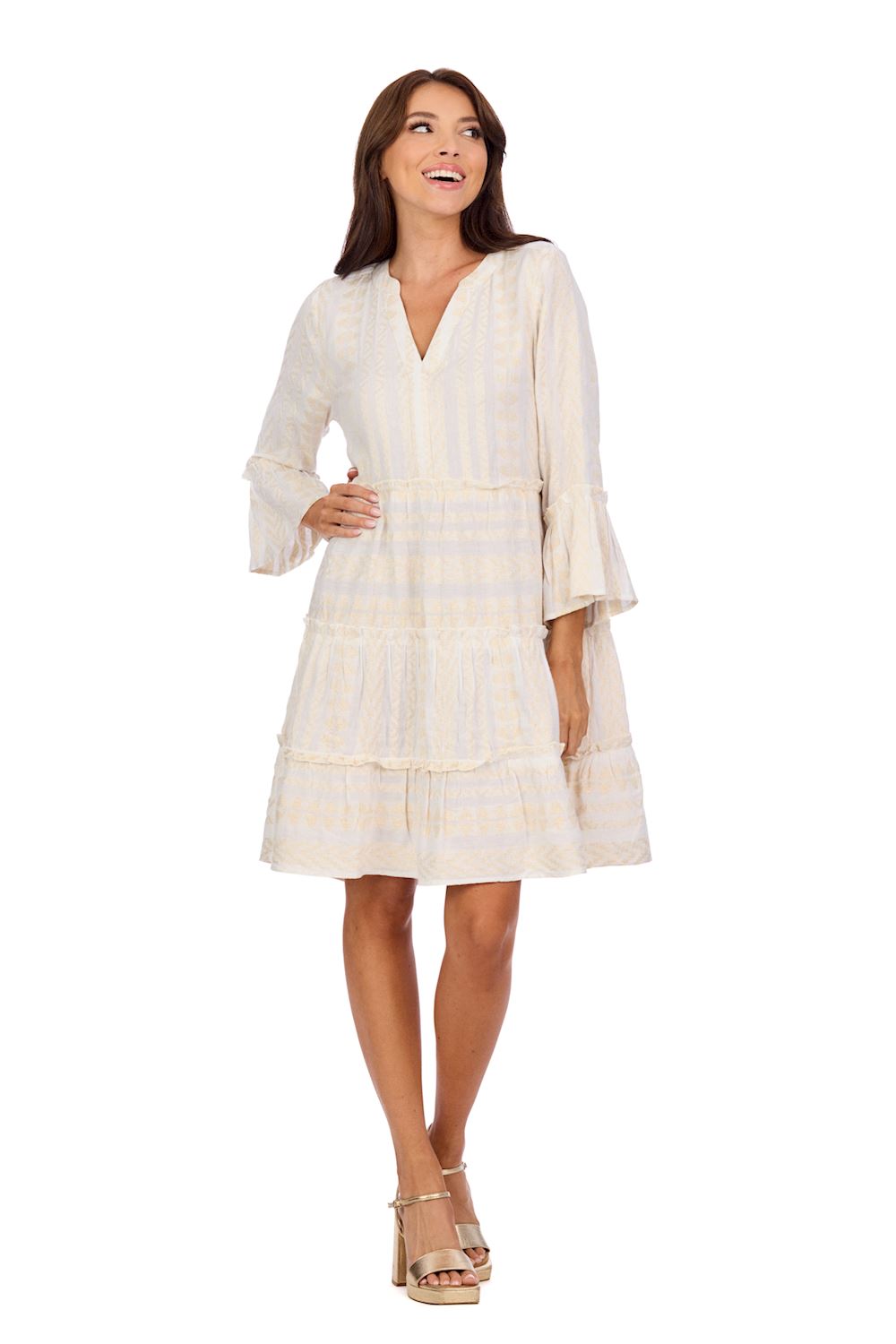 Selden Jacquard Dress White