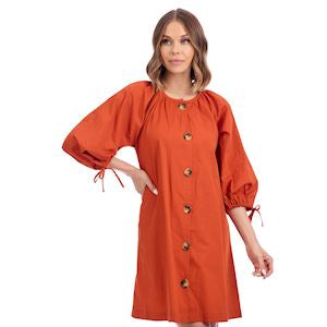 Pheebes Button Down Dress Orange