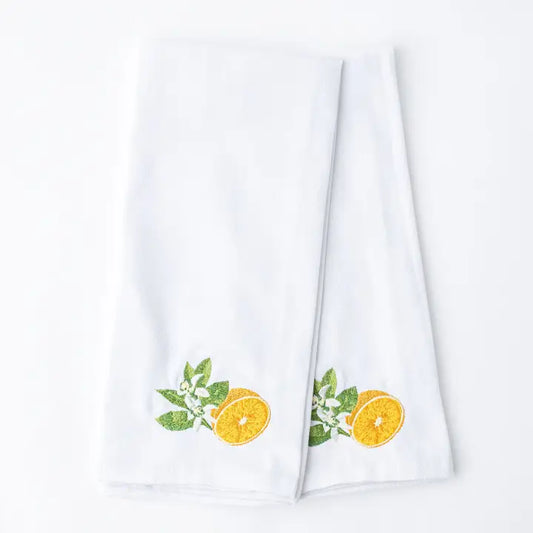Orange Blossom Embroidered Kitchen Towel Set