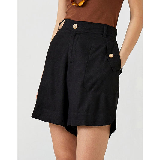 Essential Linen Blend Short, Black