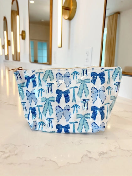 Clear Coat Toiletry Bags - Blue Bow