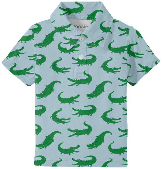 SS Polo Shirt- Blue Alligators 2T