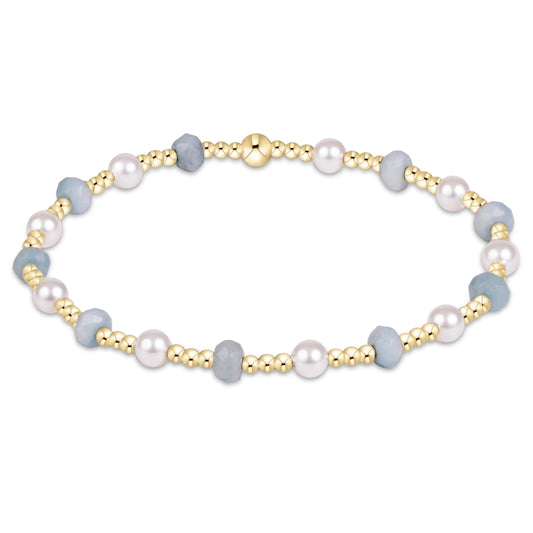 Sincerity Gemstone & Pearl 4mm Bracelet- Aquamarine