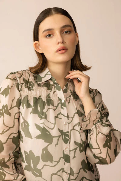 Forest Muse Printed Top in Olive Bloom
