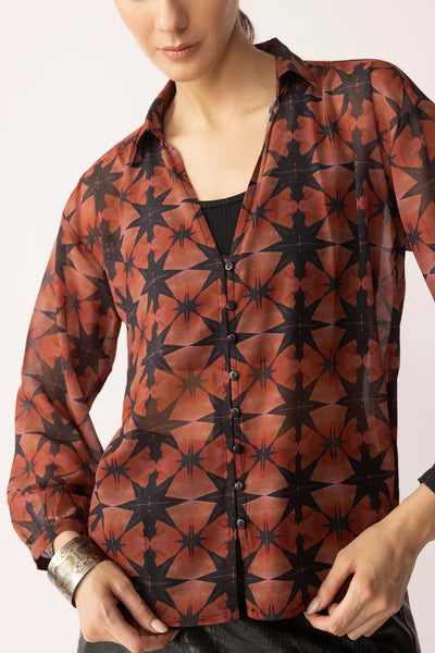 Astro Prairie Printed Top in Burnt Orange