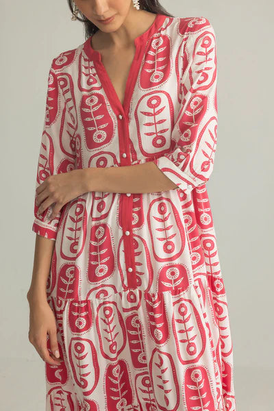 The Herbarium Long Dress in Ivory Pink