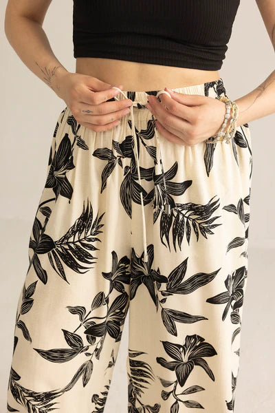 Zen Garden Women's Pants in White & Black