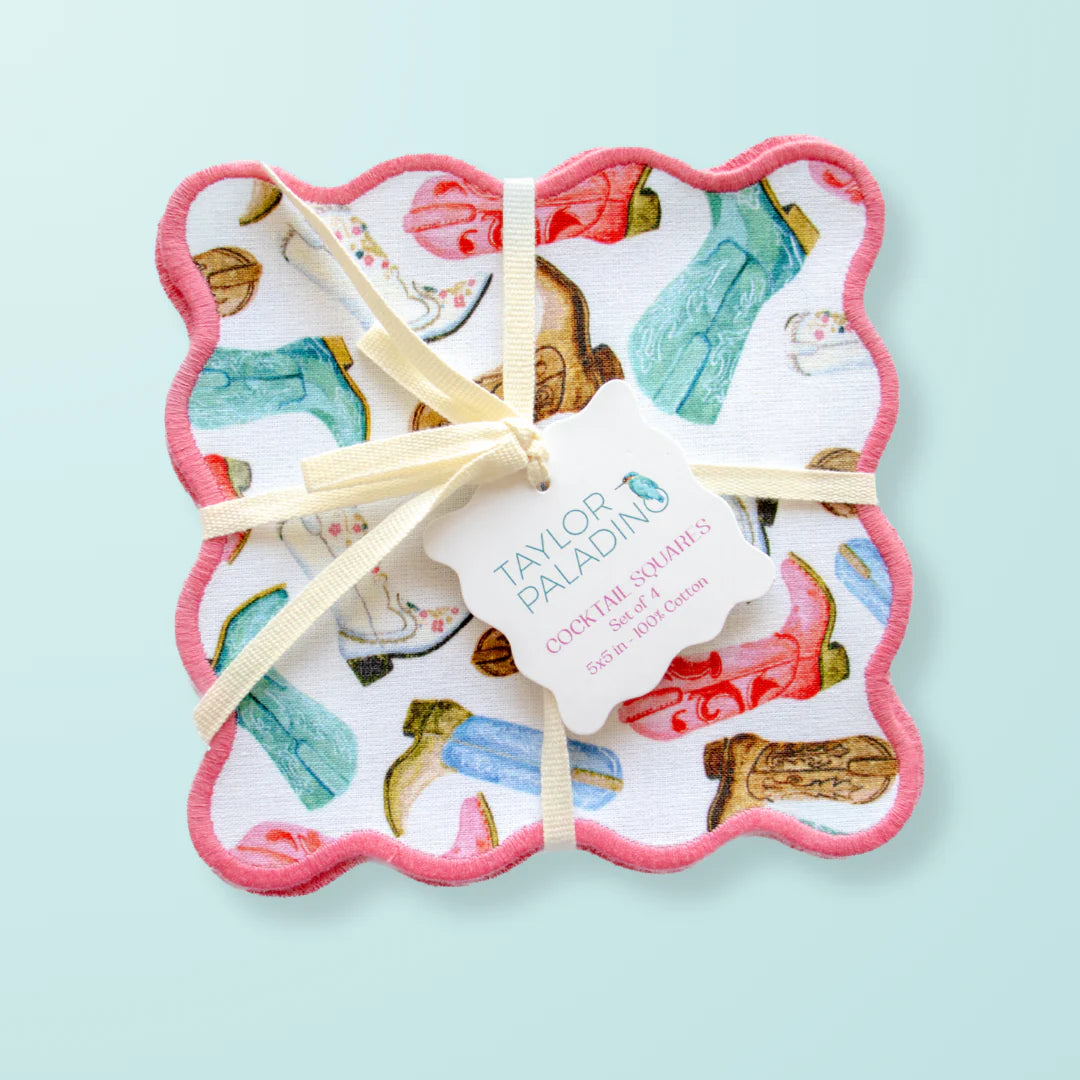 Colorful Cowboy Boots Cocktail Squares