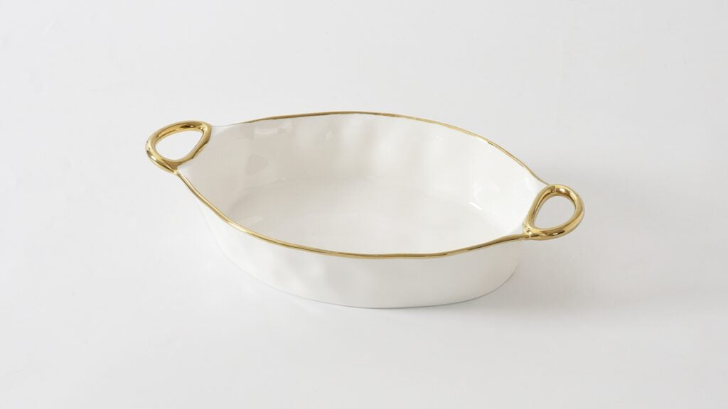 Oval Baking Dish - Golden Handles