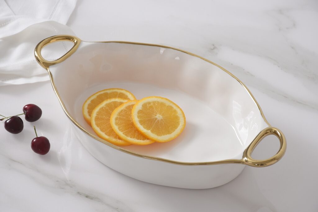 Oval Baking Dish - Golden Handles