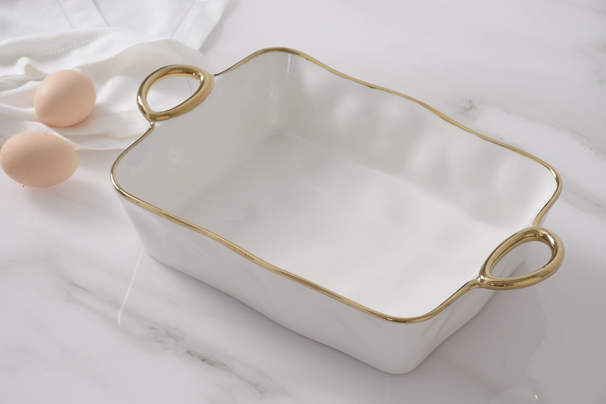Rectangular Baking Dish Golden Handles