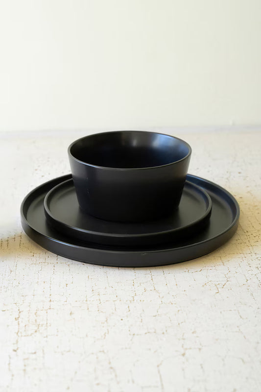 Set of 3 Slate Ceramic Dinner Plate, Salad Plate and Bowl